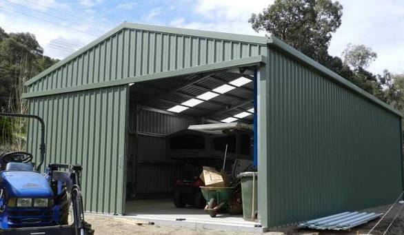 Steel garage shed with roller door built by Action Sheds in Perth